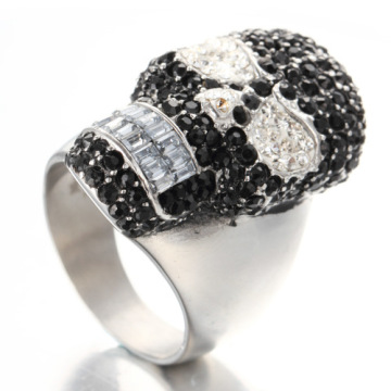Men jewelry black white diamond skull rings