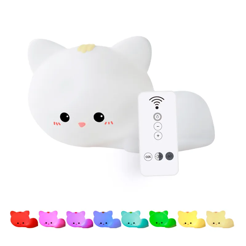 Adorable Silicone Touch Sensor Cat Night Lamp for Kids
