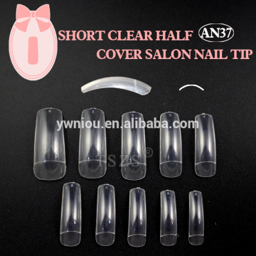 Professional Product nail art salon transparent half cover decorated artificial nails