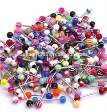 110pcs 14g Tongue Rings Barbells Jewelry Assorted Colors