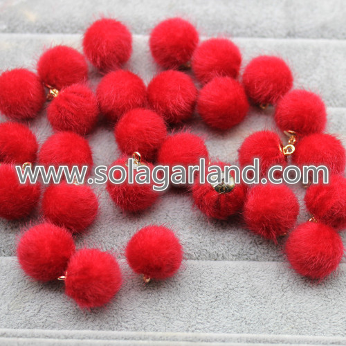 16MM Mink Fur Ball Pompom Pom Ball Charm μενταγιόν