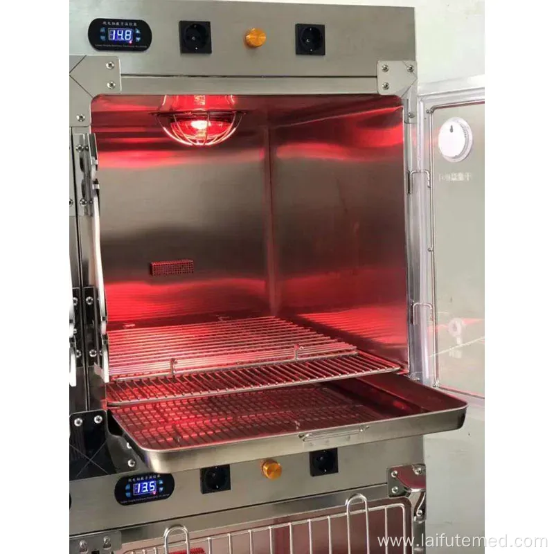Large Stainless Steel Veterinary Animal Cages with Infrared Lamp