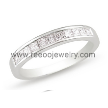 Channel Set CZ Sterling Silver Wedding Band Eternity Ring