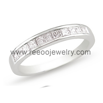 Channel Set CZ Sterling Silver Wedding Band Eternity Ring