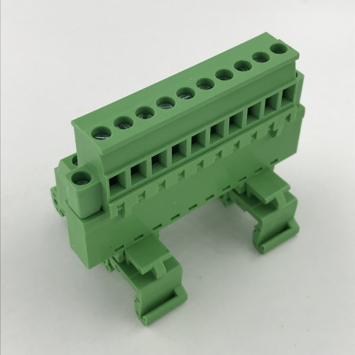 Din rail mounted terminal block with fixed screws
