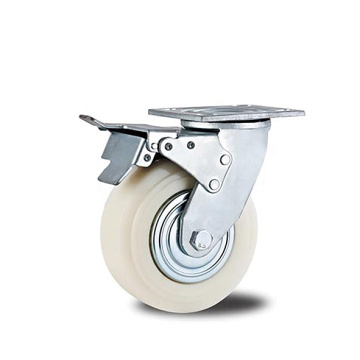 Heavy Duty Brake Caster White PP &amp; Cover