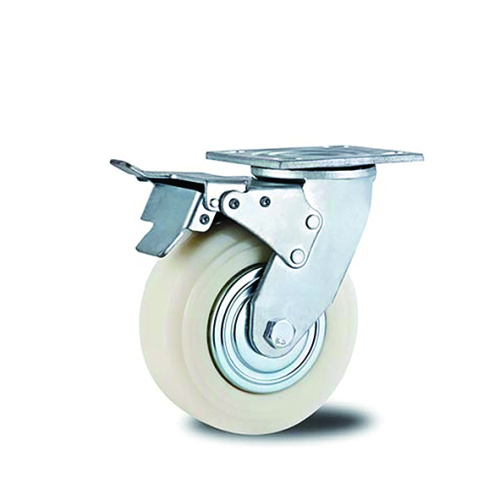 Heavy Duty Brake Caster White PP & Cover