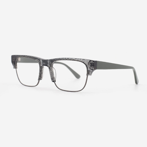 Rectangular Acetate And Metal Combined Men`s Optical Frames 23A3070