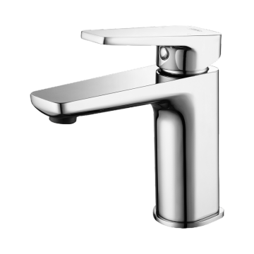 Single lever basin mixer with lever handle