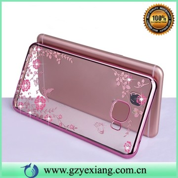 2017 luxury flower tpu case back cover for samsung c5 crystal diamond case