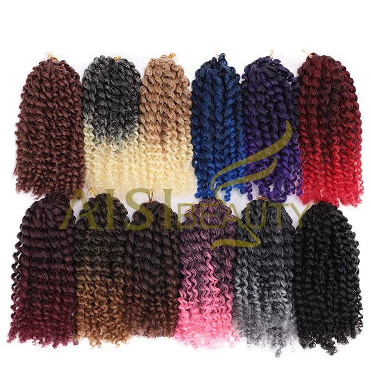 Aisi Beauty Wholesale 8 Inch High Quality Marly Bob Heat Resistant Fiber Kinky Curly Synthetic Crochet Braiding Hair Extensions