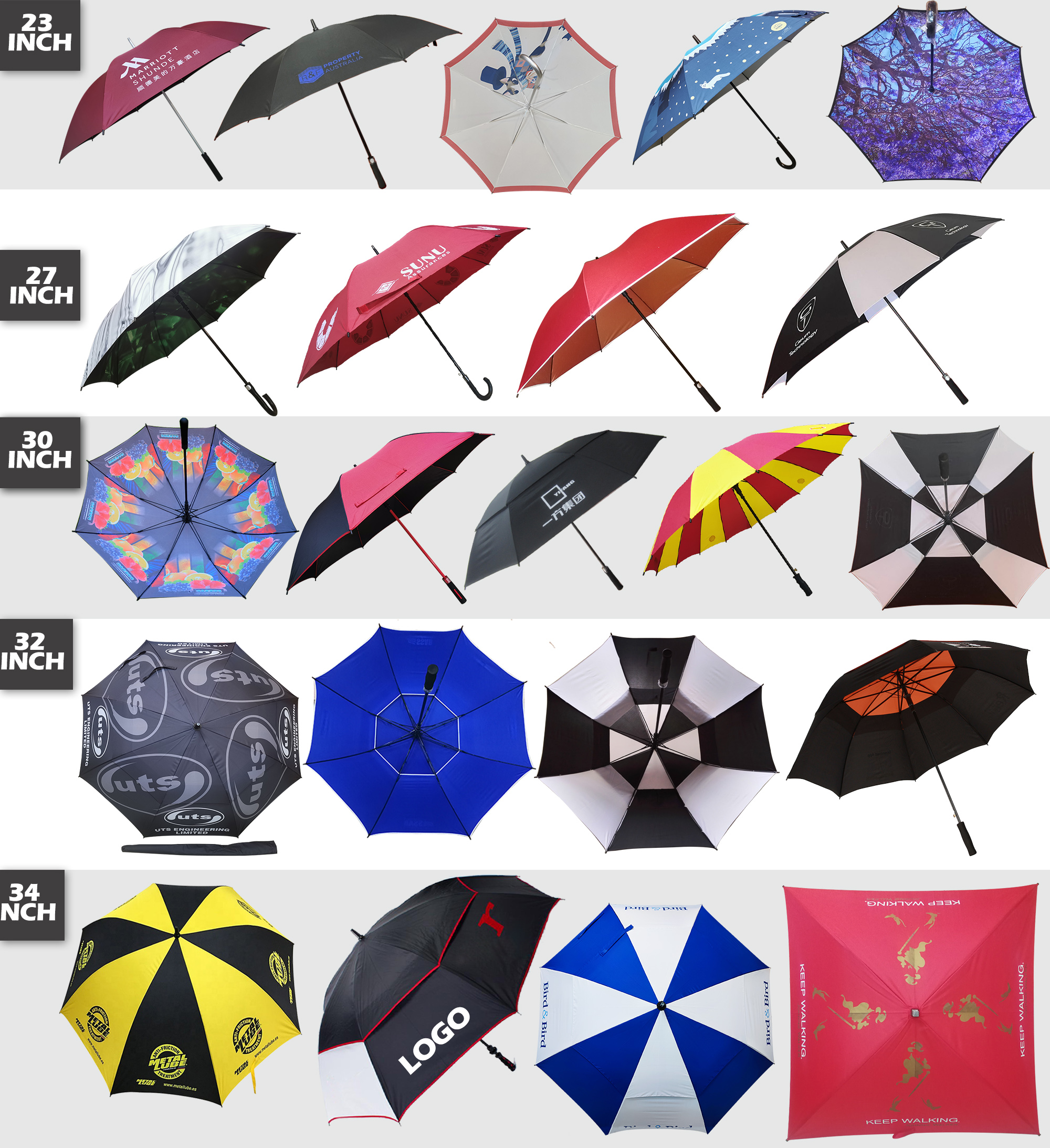 Promotion Advertising 30 inch Digital Printing Double Canopy Sun Umbrella Prints Logo Custom Golf Umbrella