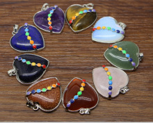 Oil Drip 31x35mm Natural Heart Agate Quartz Pendant Necklace