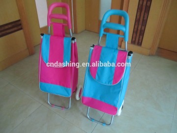 Foldable hand cart hot sell plaid shopping trolley bag