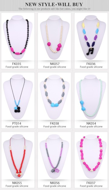 BPA Free Silicone Baby Teething Bead Necklace Wholesale