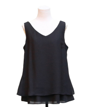 V Neck Chiffon Double Layer Sleeveless Top