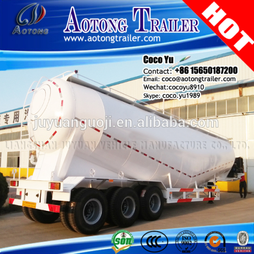 AOTONG semi trailer 60 m3 low density powder material transport tankers 3 axles bulk cement tank trailer for sale