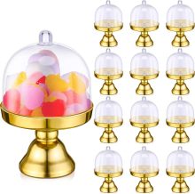 12Pcs Plastic Mini Cake Stands with Dome Covers for Dessert Display