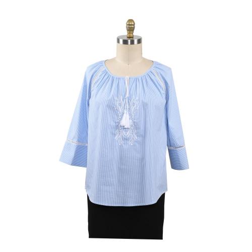 Baumwolle Koreanische Blumen bestickte Tops