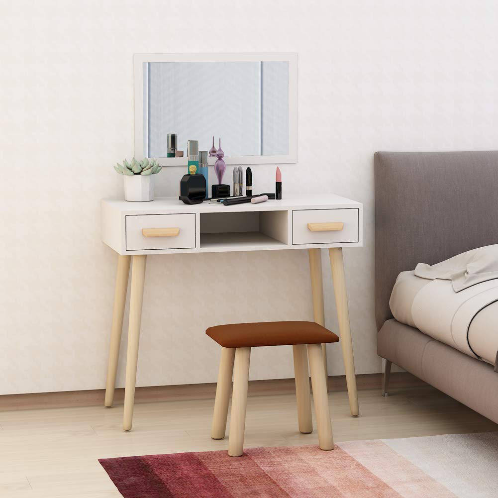 Desk Dressing Table with Mirror and Stool 