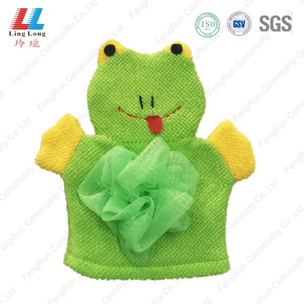 Green animal bath gloves shower item