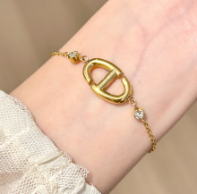 Simple Letter Rhinestone Titanium Women's Bracelet