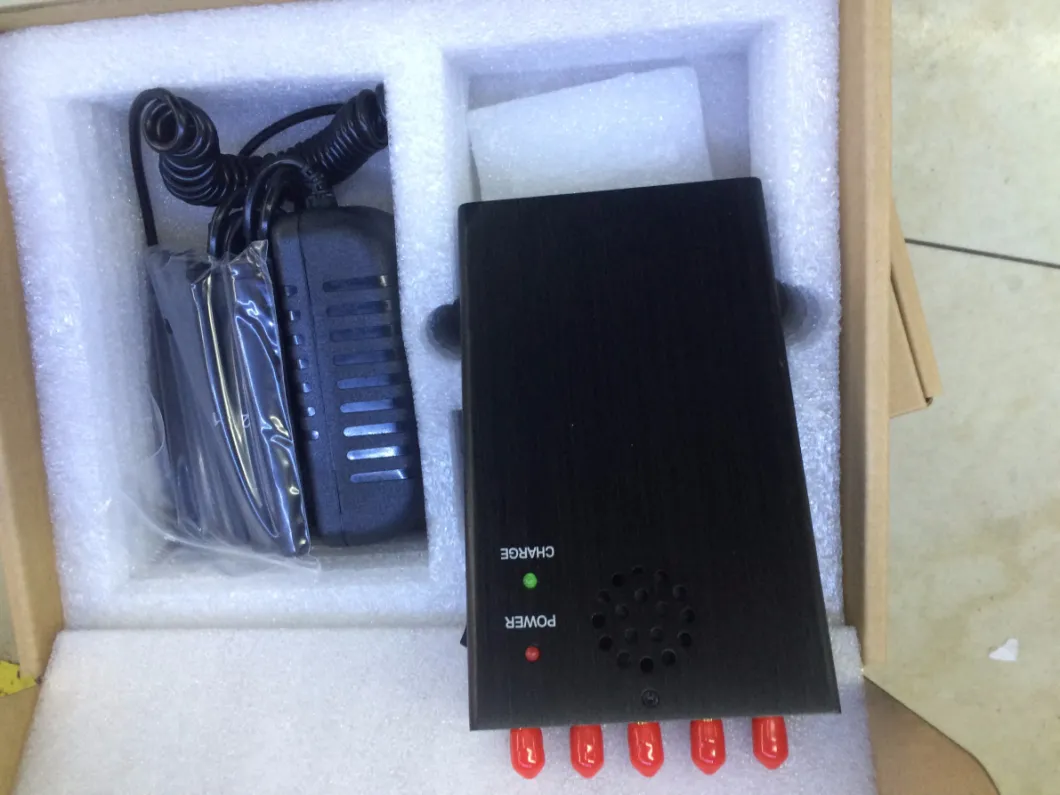 Portable 5-Antennas CDMA/GSM/Dcs/3G Cellphone Signal Jammer/GPS Jammer/WiFi Jammer