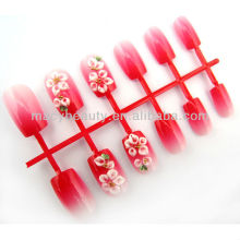 3D artificial nail tips with floral decorated