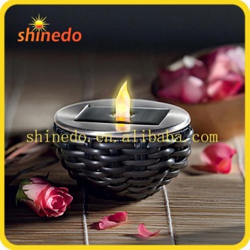 solar rattan candle light