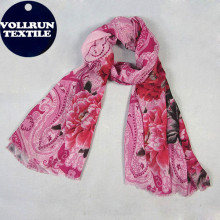 Pink Mauve Shade Wool Winter Scarfs Shawls with Paisley or Flower Design