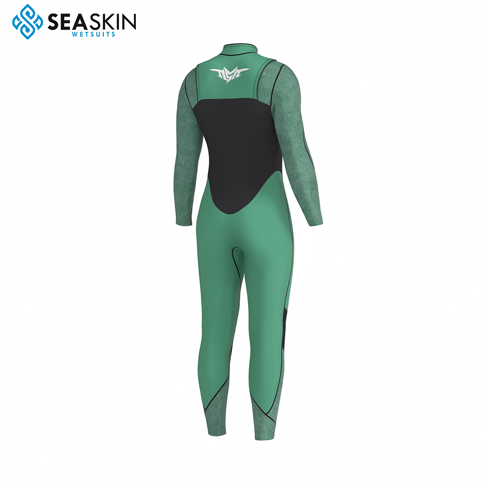 Seaskin Mens 4/3mm Göğüs Zip Neopren Wetsuits Biniş için