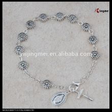 8mm flower shape alloy rosary beeds bracelet