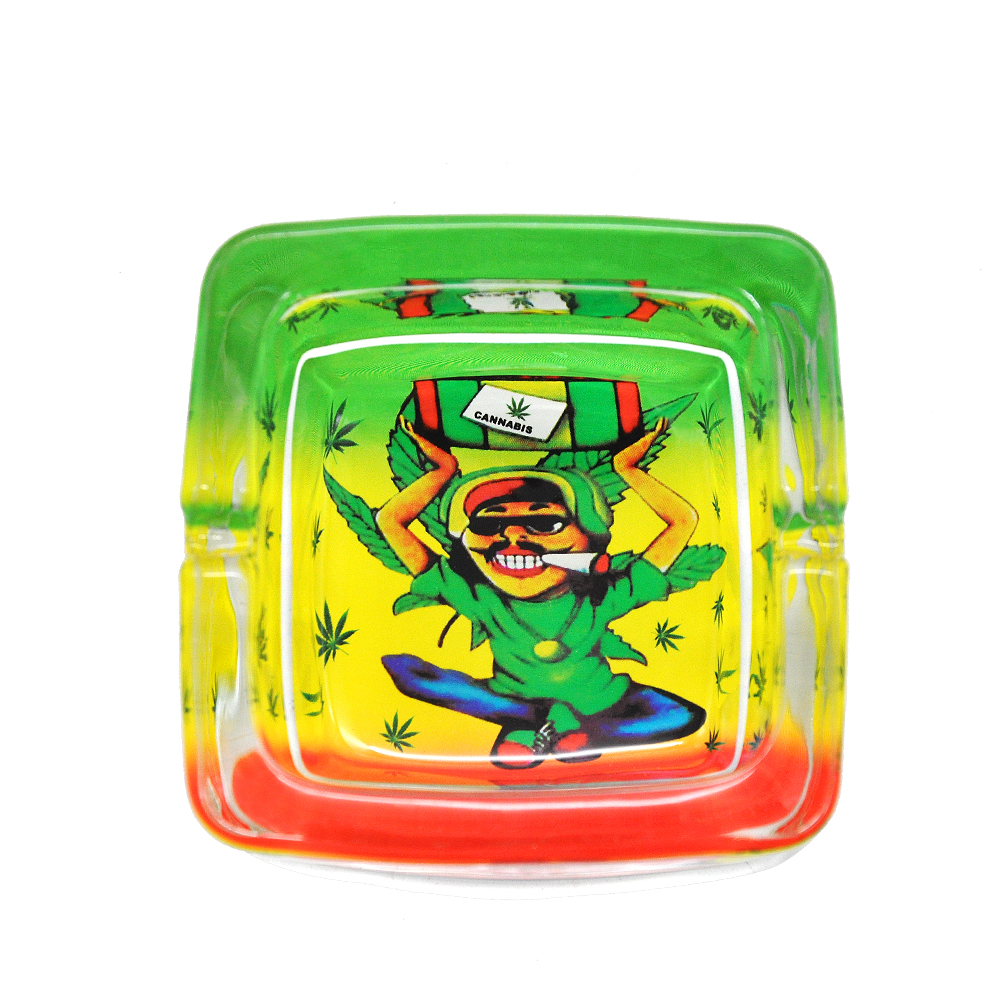 Square Glass Ashtray 70MM Glass Storage Ash Tray Different Pattern To Choose Smoking Accessories