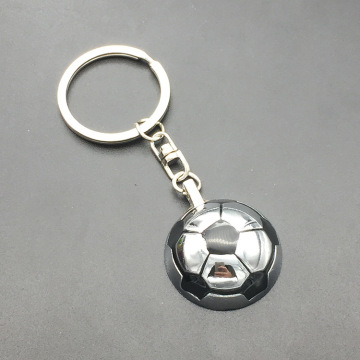 3D Football Metal Keychain with Spinning Football