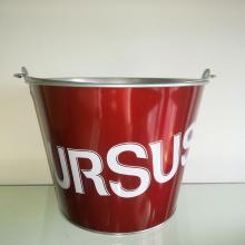 Round tin bucket with portable handle