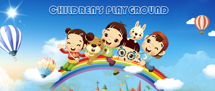 Children's indoor play area with cartoon-themed circular stools and soft play equipment