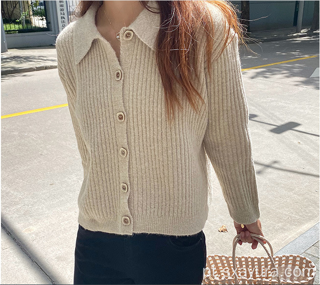 Cardigan de malha de algodão temperamento commuter