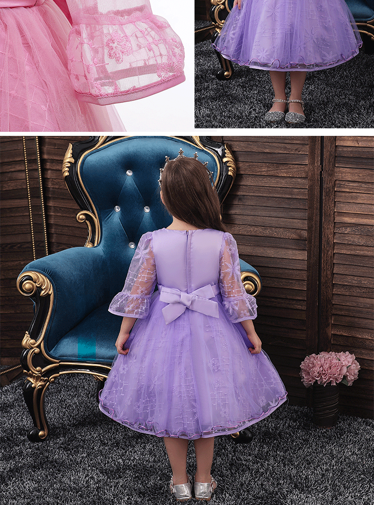 Children's Clothing Spring And Summer Models Flower Girls Dress Children's Lace Princess Dress Mesh Dress