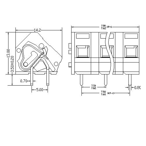 AT111-7.5／7.62XXX-CD PCB Spring Terminal Block Pitch7.5／7.62 