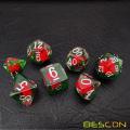 Bescon Red Ladybug RPG Dice Set de 7, novedad de dados de juego poliédrico de mariquitas