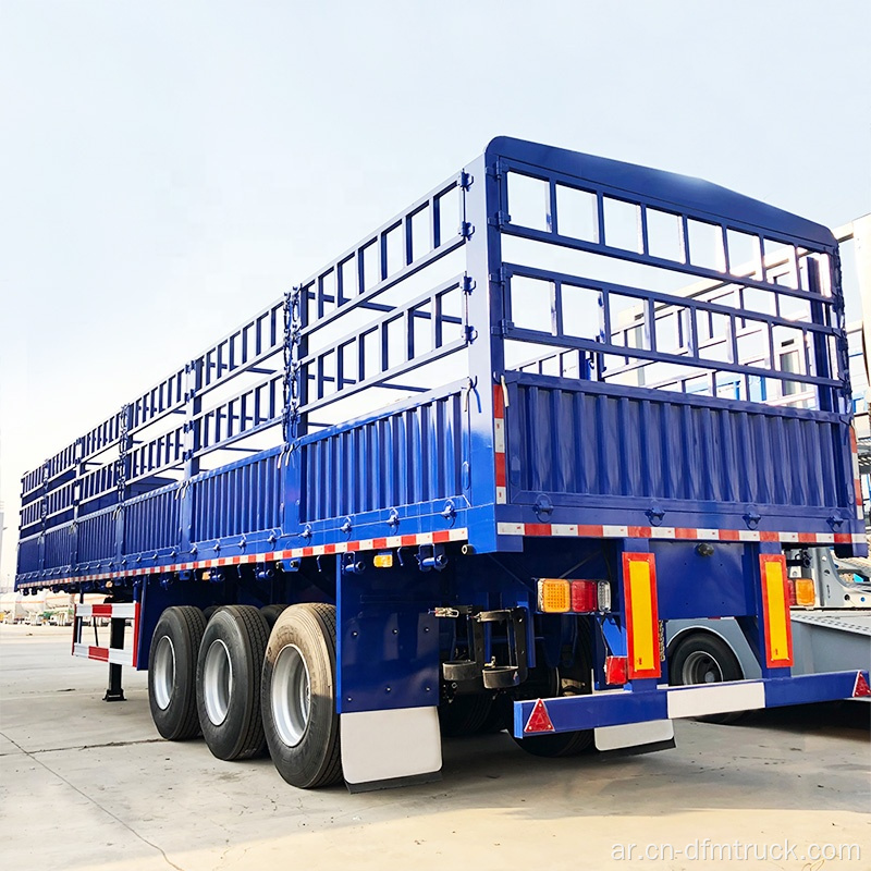 البضائع السائبة 60T 3axle fence نصف شاحنة مقطورة