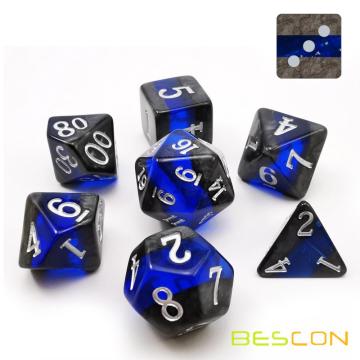 Bescon Mineral Rocks GEM VINES Polyhedral D&D Dice Set of 7, RPG Role Playing Game Dice 7pcs Set of SAPPHIRE