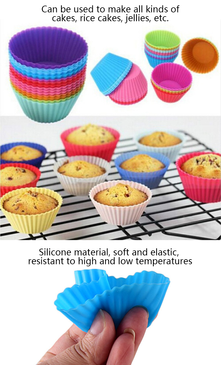 Durable baking mold silicone muffin cup heat-resistant, non-sticky, easy to clean and safe food-grade silicone cake mold