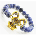 Sodalite Gemstone Bracelet with Diamante alloy rabbit Piece