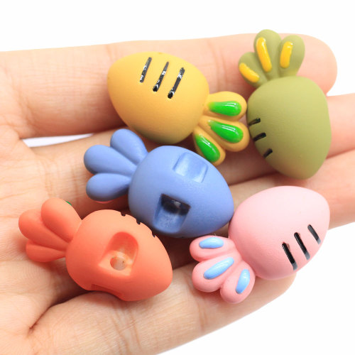 Top Sell Cartoon Carrot With Hole Resin Charms 3D Miniature Decoration Hairpin Art Decor Children Clothes Ornament