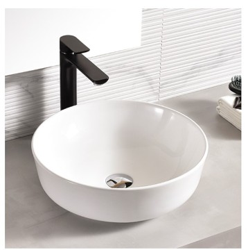 Round White Porcelain Glossy Washbasin