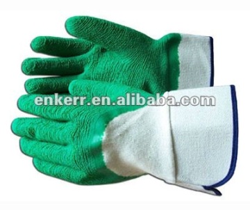 green latex coated glove rubber dipped gloves