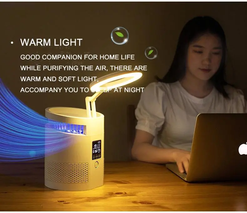 Portable Air Purifier Negative Ion Air Purifier with Smart Desk Lamp