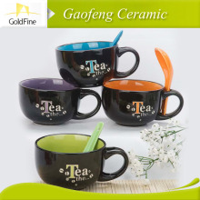 colorful color glaze two handles ceramic soup mug