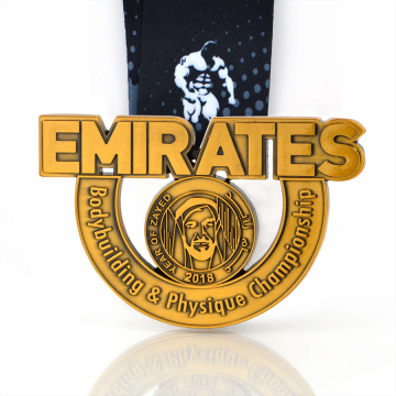 Medalha personalizada de campeonato de físico de bodybuliding dourado